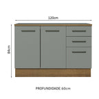 Gabinete Bajo Multiuso 120 cm 2 Puertas 3 Cajones Marrón/Gris Madesa