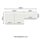 Kit 2 Gabinetes Superiores 200 cm 3 Puertas Blanco Agata Madesa