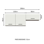 Kit 2 Gabinetes Superiores 200 cm 3 Puertas Marrón/Blanco Agata Madesa