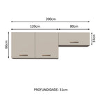 Kit 2 Gabinetes Superiores 200 cm 3 Puertas Marrón/Crema Agata Madesa