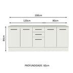 Kit 2 Gabinetes Bajos Multiuso 200 cm 4 Puertas 3 Cajones Blanco Agata Madesa