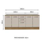 Kit 2 Gabinetes Bajos Multiuso 200 cm 4 Puertas 3 Cajones Marrón/Crema Agata Madesa
