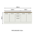 Kit 2 Gabinetes Bajos Multiuso 200 cm 4 Puertas 3 Cajones Blanco/Marrón Agata Madesa