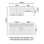 Kit 2 Gabinetes Bajos 2 Gabinetes Superiores 200 cm Blanco Agata Madesa