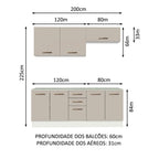 Kit 2 Gabinetes Bajos 2 Gabinetes Superiores 200 cm Blanco/Crema Agata Madesa