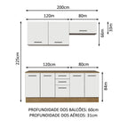 Kit 2 Gabinetes Bajos 2 Gabinetes Superiores 200 cm Marrón/Blanco Agata Madesa