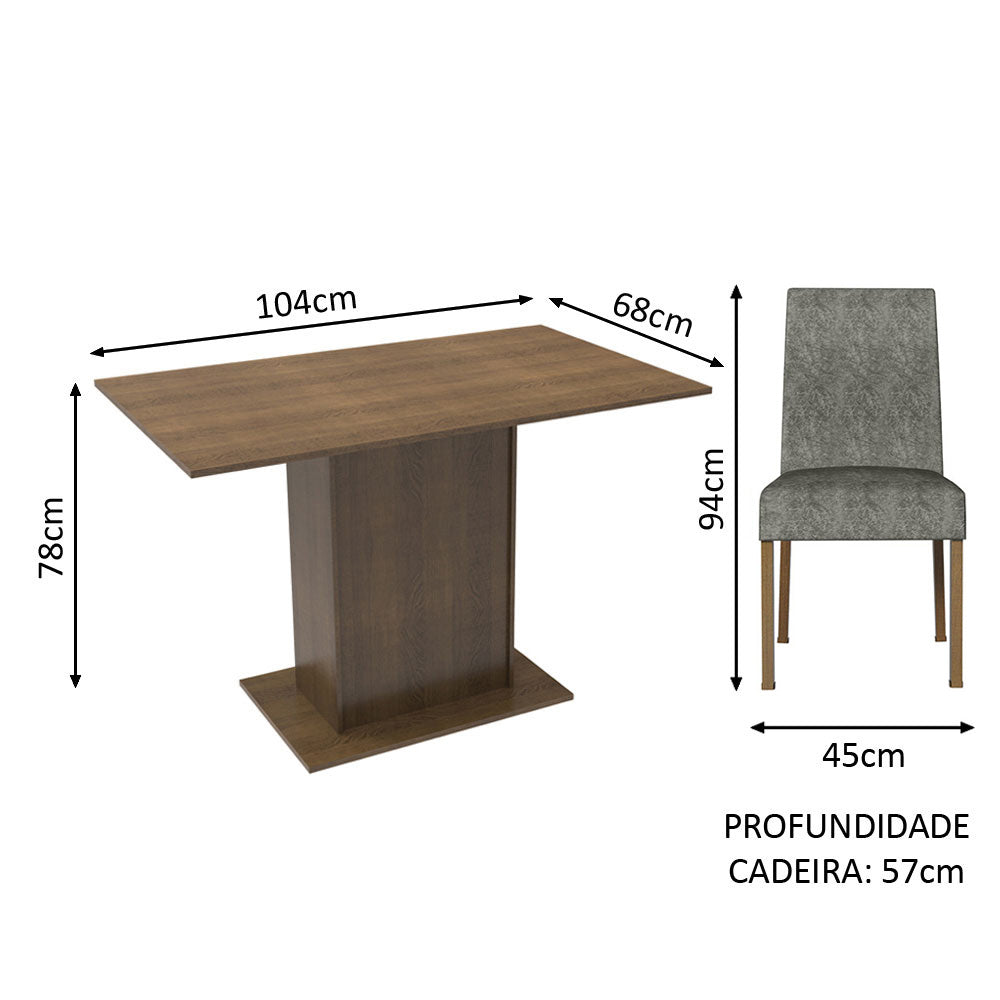 Conjunto de Comedor 2 Sillas Marrón/Plata Manu Madesa