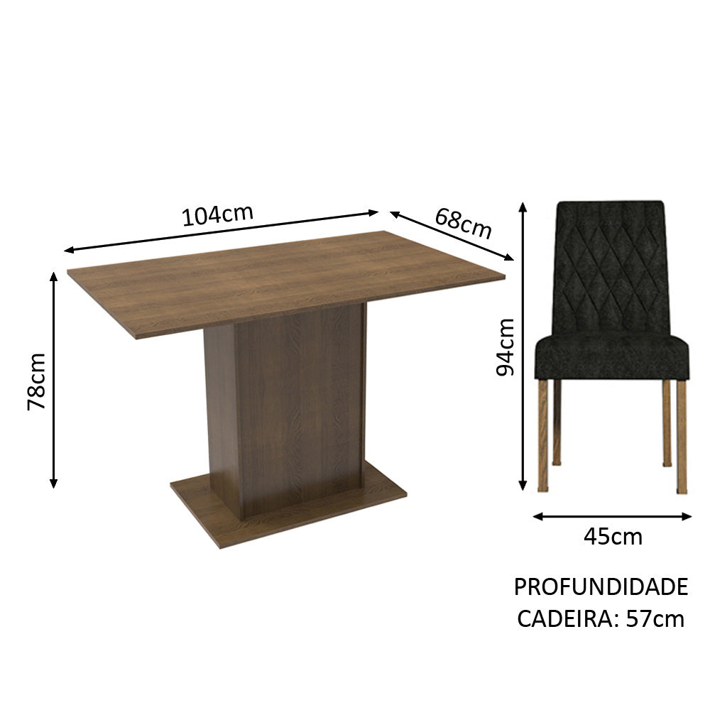 Juego de Comedor Mesa con Encimera de Madera 2 Sillas Marrón/Oxford Tainá