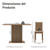 Juego de Comedor Mesa Encimera de Madera con 4 Sillas Marrón/Perla Luana