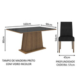 Juego de Comedor Mesa con Encimera de Vidrio 4 Sillas Marrón/Negro/Oxford Sabrina