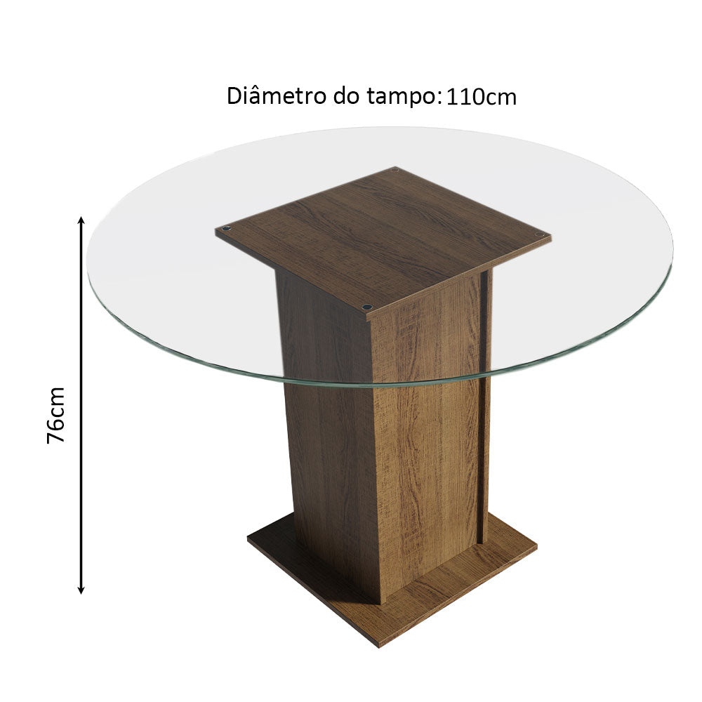 Juego de Comedor Encimera de Vidrio Circular 4 Sillas Marrón/Crema/Beige Madu