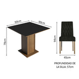 Juego de Comedor Mesa Encimera de Madera 4 Sillas Marrón/Negro/Oxford Livia