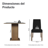 Juego de Comedor Mesa Encimera de Madera 4 Sillas Marrón/Negro/Oxford Livia
