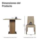 Juego de Comedor Mesa con Encimera de Vidrio 4 Sillas Marrón/Crema/Imperial Anaju
