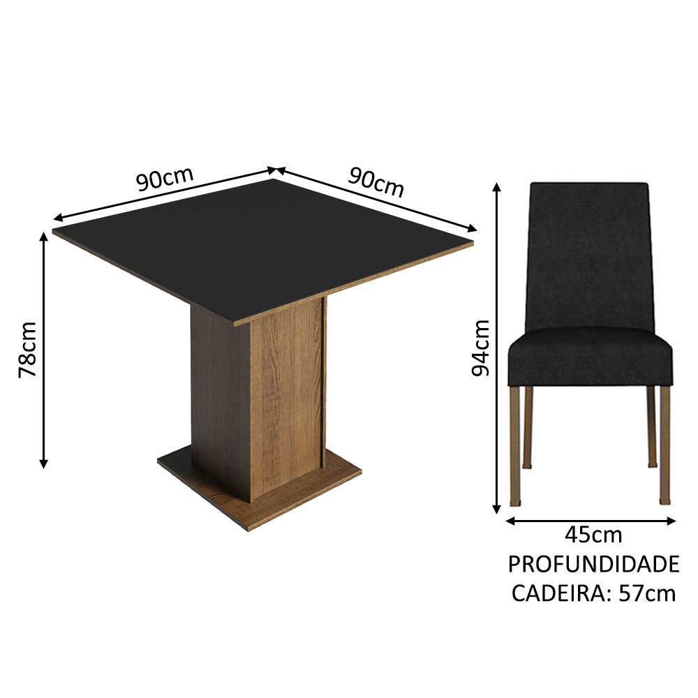 Juego de Comedor Mesa Encimera de Madera 4 Sillas Marrón/Negro/Oxford Karina