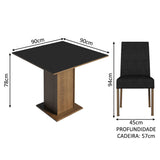 Juego de Comedor Mesa Encimera de Madera 4 Sillas Marrón/Negro/Oxford Karina