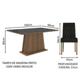 Juego de Comedor Mesa con Encimera de Vidrio 4 Sillas Marrón/Negro/Oxford Aryeli