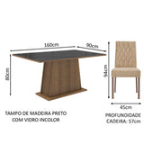 Juego de Comedor Madesa Mesa Cristal 4 Sillas Aryeli - Marrón/Negro/Imperial