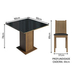 Conjunto de Comedor con Encimera Vidrio 4 Sillas Marrón/Negro Perla Madesa