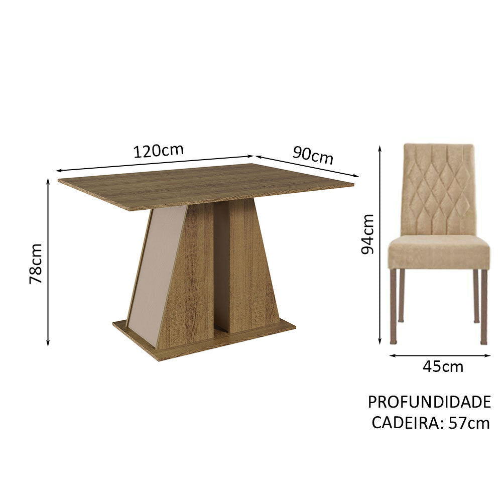 Juego de Comedor Mesa Encimera de Madera 4 Sillas Marrón/Crema/Imperial Gisele