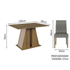 Conjunto de Comedor 4 Sillas Marrón/Crema/Silver Agnes Madesa