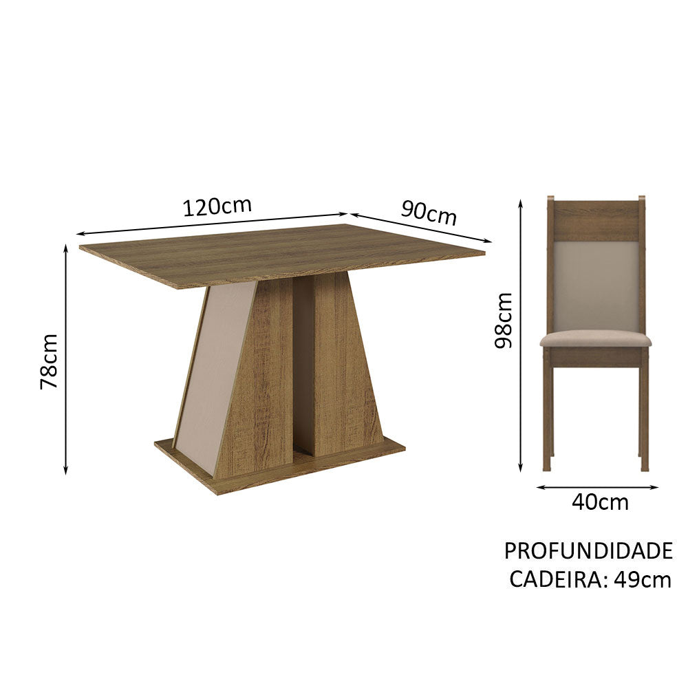 Conjunto de Comedor 4 Sillas Marrón/Crema/Beige Angel Madesa