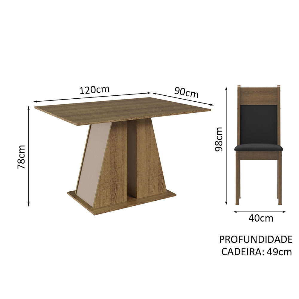 Juego de Comedor Mesa Encimera de Madera 4 Sillas Marrón/Crema/Negro Angel