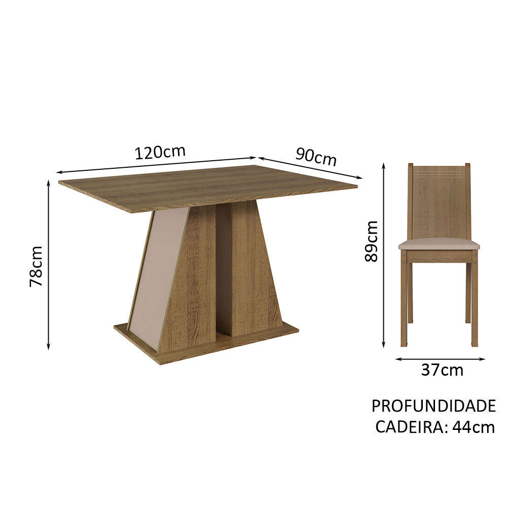 Juego de Comedor Mesa Encimera de Madera 4 Sillas Marrón/Crema/Beige Marilyn