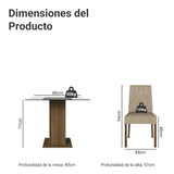 Juego de Comedor Mesa Encimera de Vidrio 4 Sillas Marrón/Imperial Noemi