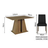 Juego de Comedor Mesa Encimera de Madera 4 Sillas Marrón/Oxford Agnes