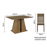 Juego de Comedor Mesa Encimera de Madera 4 Sillas Marrón/Beige Angel