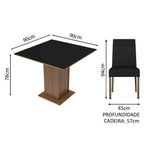 Conjunto de Comedor con Encimera Vidrio 4 Sillas Marrón/Negro/Oxford Evelin Madesa