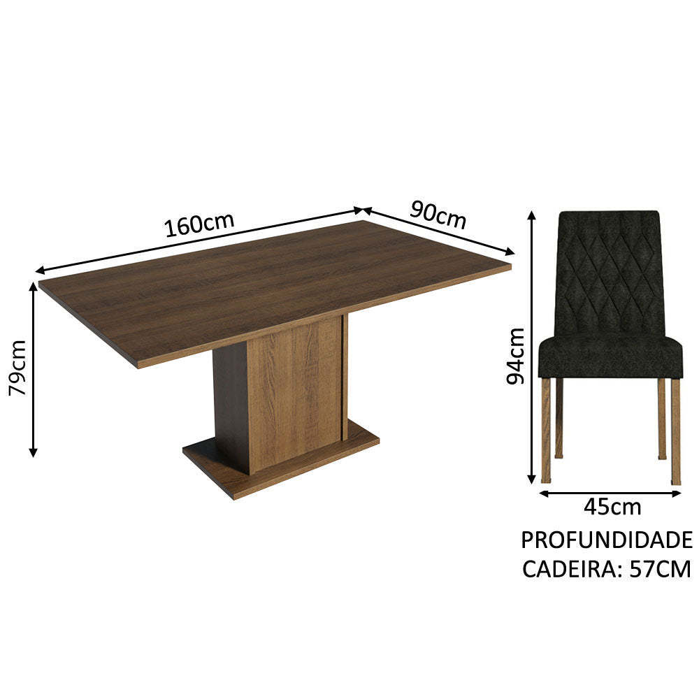 Juego de Comedor Mesa con Encimera de Madera 4 Sillas Marrón/Oxford Cindy