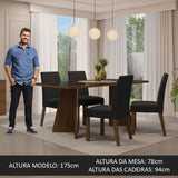 Juego de Comedor Encimera de Vidrio 4 Sillas Marrón/Negro/Oxford Taylor