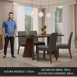 Juego de Comedor Encimera de Vidrio 4 Sillas Marrón/Negro/Silver Taylor