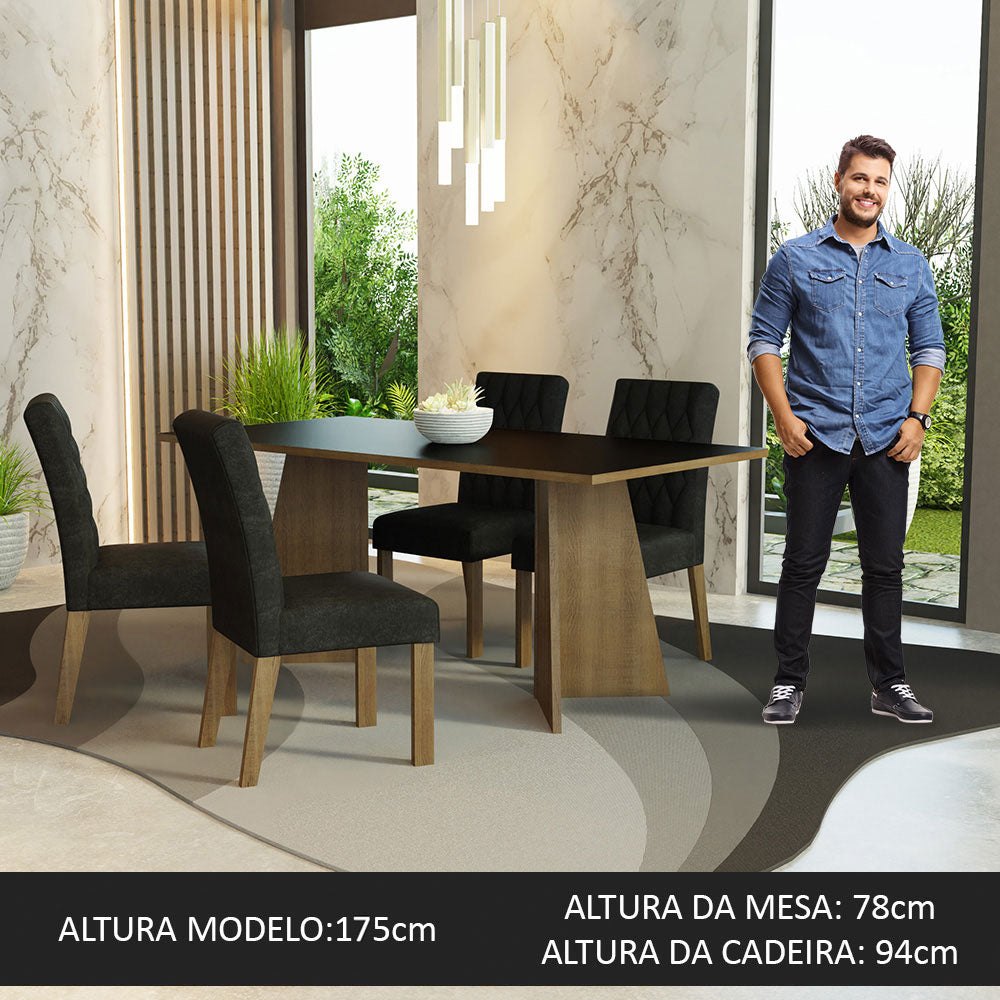 Juego de Comedor Encimera de Madesa 4 Sillas Marrón/Negro/Oxford Ruby