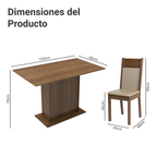 Conjunto de Comedor 4 Sillas Marrón/Crema/Beige Sheila Madesa