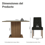 Juego de Comedor Mesa con Encimera de Vidrio 4 Sillas Marrón/Oxford Reale