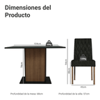 Conjunto de Comedor con Encimera Vidrio 4 Sillas Marrón/Negro/Oxford Reale Madesa