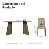 Conjunto de Comedor Mesa Encimera de Vidrio 4 Sillas Marrón/Crema/Imperial Porto Madesa