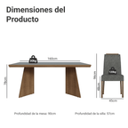 Conjunto de Comedor 4 Sillas Marrón/Gris/Silver Arles Madesa