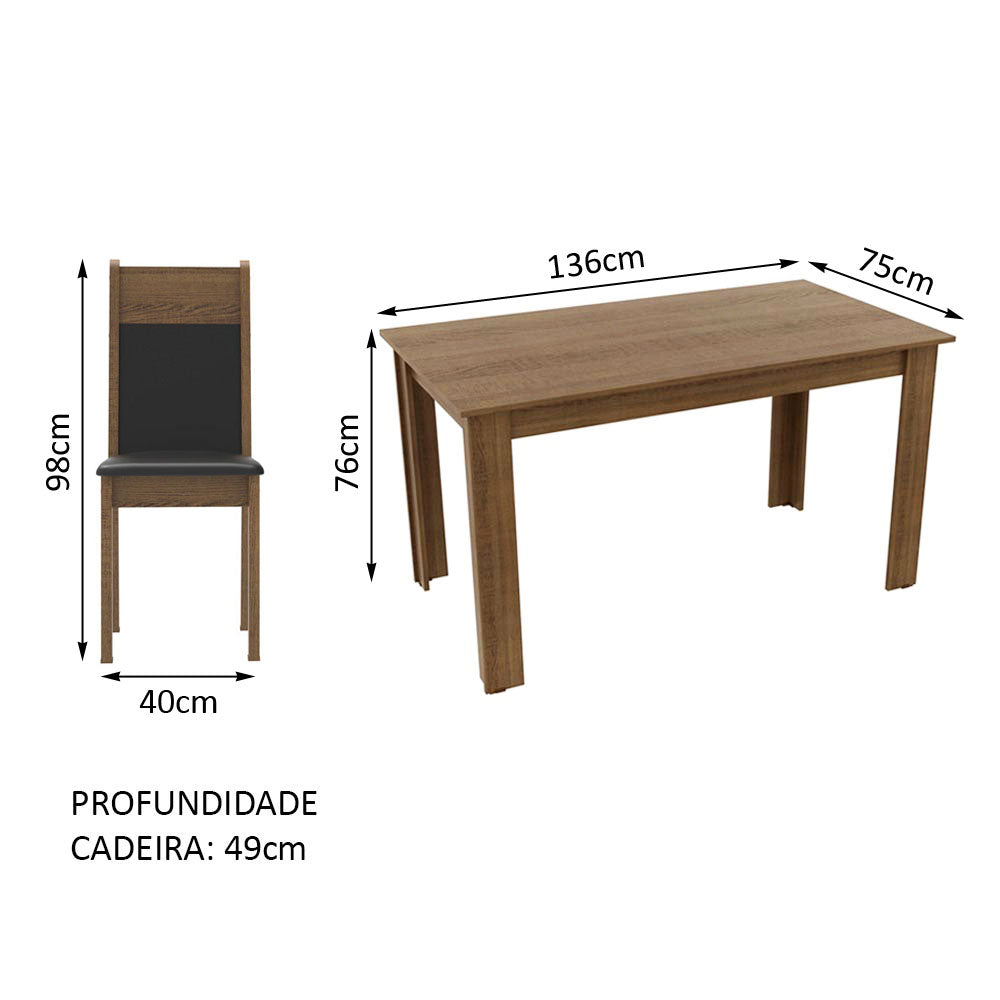 Juego de Comedor Mesa con Encimera de Madera 6 Sillas Marrón/Negro Medellin