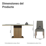 Juego de Comedor Mesa con Encimera de Vidrio 6 Sillas Marrón/Gris/Silver Geórgia