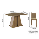 Juego de Comedor Mesa Encimera de Madera 6 Sillas Marrón/Crema/Lírio Beige Sharon