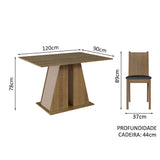 Juego de Comedor Mesa Encimera de Madera 6 Sillas Marrón/Crema/Negro Sharon