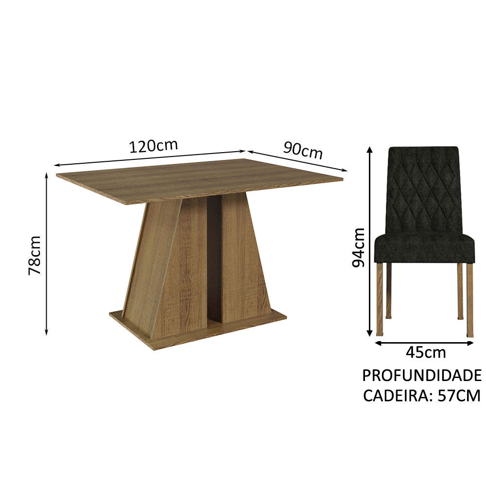 Conjunto de Comedor 6 Sillas Marrón/Oxford Fabiana Madesa