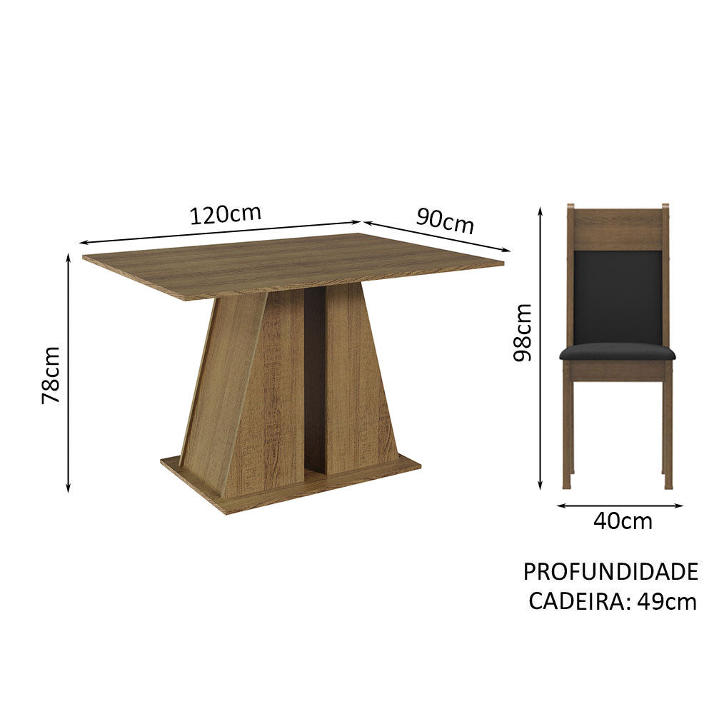 Conjunto de Comedor 6 Sillas Marrón/Negro Beverly Madesa