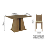 Conjunto de Comedor 6 Sillas Marrón/Lírio Sharon Madesa