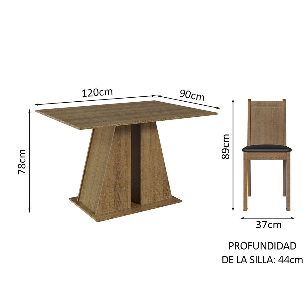 Juego de Comedor Mesa Encimera de Madera 6 Sillas Marrón/Negro Sharon
