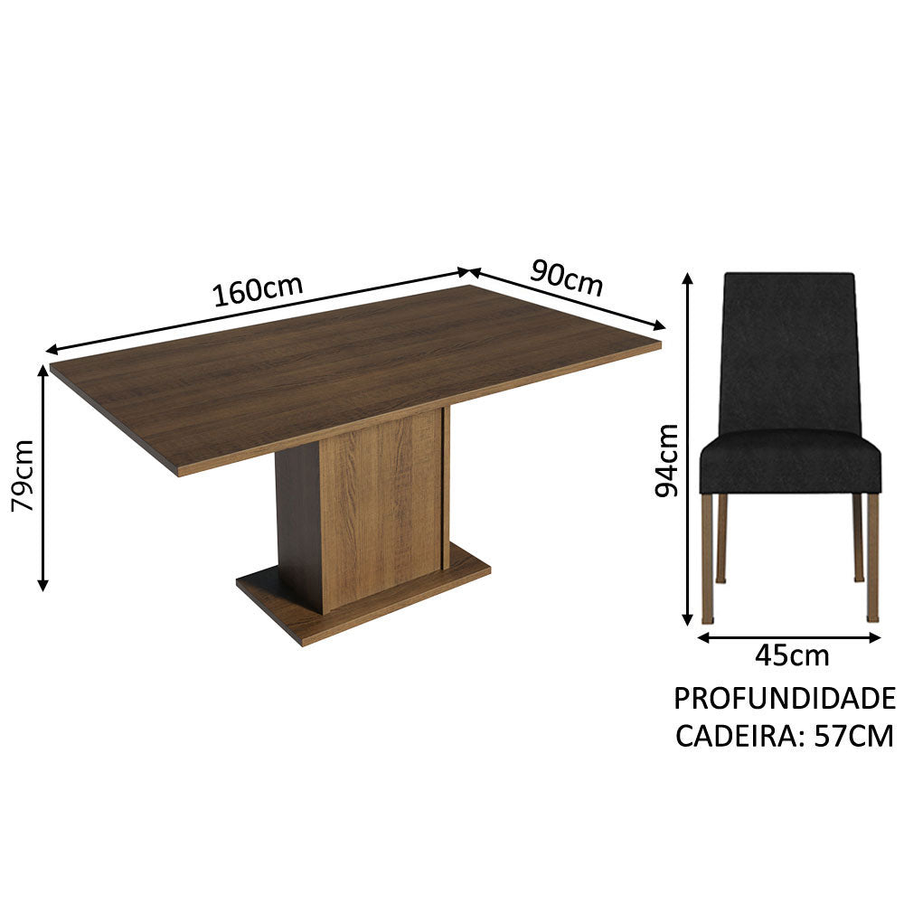 Juego de Comedor Mesa con Encimera de Madera 6 Sillas Marrón/Oxford Renata